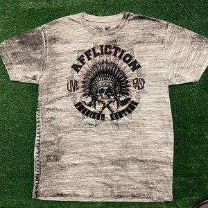 Affliction Native Skull Vintage Goth Punk T-Shirt
